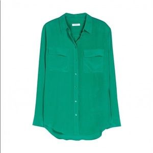 Equipment Signature Silk Shirt Blouse Green Small